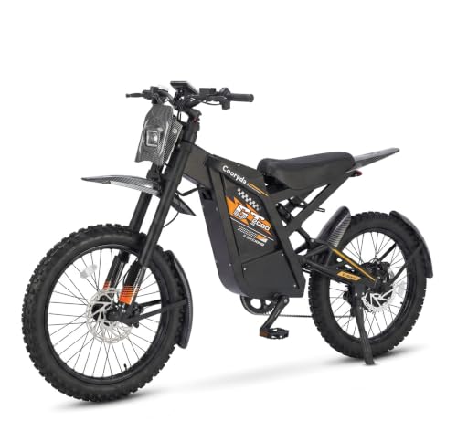 OUXI 2000 Offroad E-Bike Dirtbike Elektrofahrrad 150Nm Drehmoment 48V 30Ah Akku 25 Zoll Reifen Hydraulische Scheibenbremsen Vollfederung mit Blinker E-Motocross (Orange)