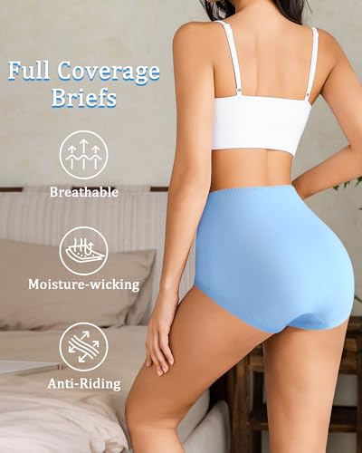 Image of Women's Cotton Underwear,Ladies Soft Stretch Tummy Control Comfy No Muffin Panties Boyshorts