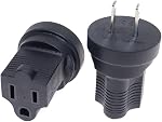 1-15P to 5-15R Power Adapter, NEMA 1-15P Male to 5-15R Female Power Converter, Canada/US 2-Prong to 3-Prong NEMA Converter Travel Plug Adapter (2 Pack)