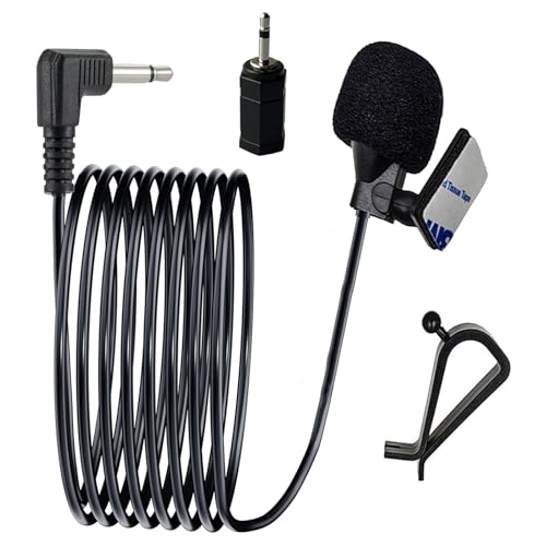 MICMXMO Car Microphone 3.5mm for Vehicle Stereo Audio Radio GPS DVD Enabled Head Unit Replacement Mic for Sony Pioneer Kenwood Boss JVC Jensen Alpine 3M Cable with 3.5mm to 2.5mm Adapter