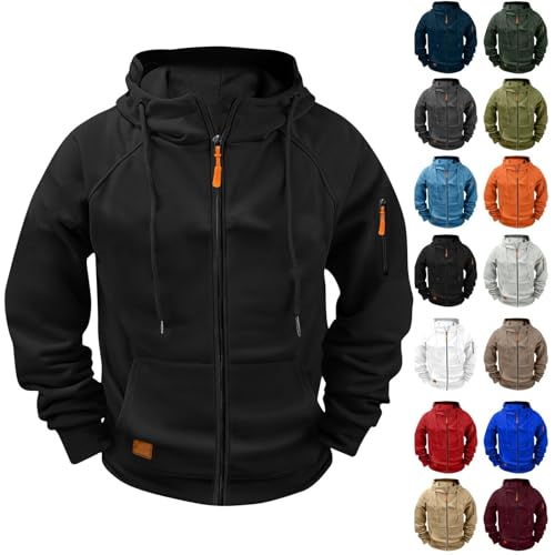Generisch Jacke Herren Hoodie Herren Reißverschluss Kapuzenjacke Sweatjacke Zip Sweater Casual Arbeitspullover Mit Taschen Und Reißverschluss-Armablage Schwarz 4XL Generisch Jacke Herren Hoodie Herren Reißverschluss Kapuzenjacke Sweatjacke Zip Sweater Casual Arbeitspullover Mit Taschen Und Reißverschluss-Armablage Schwarz 4XL
