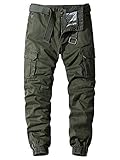 ebossy Men's Ankle Zip Multi Pocket Outdoor Work Tactical Twill Jogger Cargo Pants (34, Army Green)