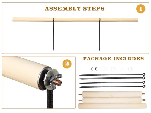 Image of Chicken Coop Accessories, Extra Long Wooden Chicken Roosting Perch with Metal Stakes, Roosting Bars for Chickens in Coop, Chicken Enrichment Toys