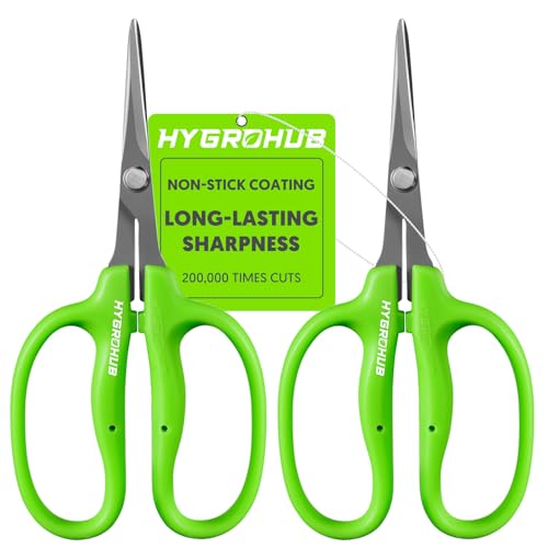 Image of Garden Scissors, 2PCS 6in Pruning Shears Snips Non-stick Coated Sharp Steel Blades - Gardening Tools Garden Shears for Plants Herb Flowers in Grow Tent and Hydroponics