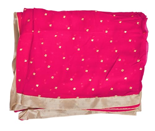 Image of YOUTHQUAKE Women's Golden Printed Chiffon Dupatta With Four Side Golden Lace