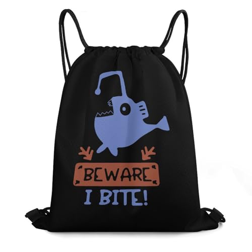 Beware I Bite Drawstring Backpack Durable Sport Gym Bags Daypack for Men Women 35 * 42cm