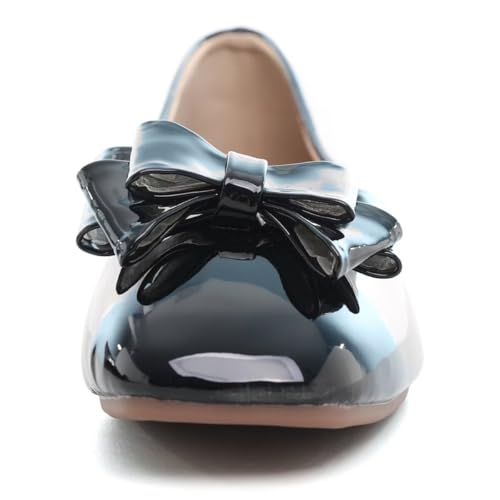 Hee grand Bowknot Patent Leather Flats for Women Dressy Square Toe Ballet Shoes Casual Slip-On Loafers Comfort Work Shoes4