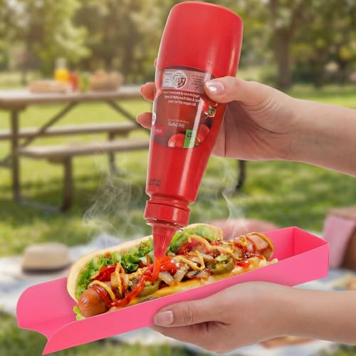 Layhit 300 Pcs Hot Dog Trays Disposable 11.8 x 2 x 1.2 Inch Open Hot Dog Containers Paper Serving Trays Hotdog Holder for Nachos Tacos Fries BBQ Festivals Party Greaseproof (Regular,Pink) by Layhit - Used condition - Image 3