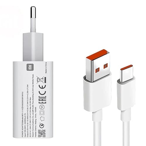 Carregador Turbo Para Xiaomi para Redmi/Mi/Note/Poco Tipo C Fonte e Cabo 33W Completo