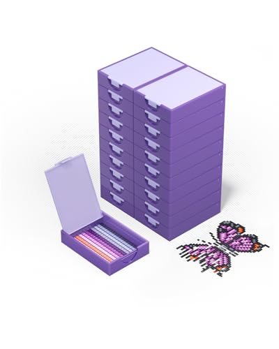 Image of CATEARED trabricks Diamond Art Storage Containers,Anti-static Diamond Art Trays With Lids Diamond Art Accessories, 2-in-1 Storage, Bead Storage & Line-Up, Box Package