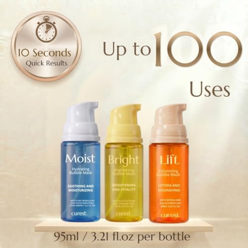 Image of Curest Micro Bubble Wash-Free Radiant Glow Hydrating (Hydrating) | Korean skin care set featuring micro bubble mask korean formula; rapid 10 seconds bubbl ultimate moisturizing makeup prep