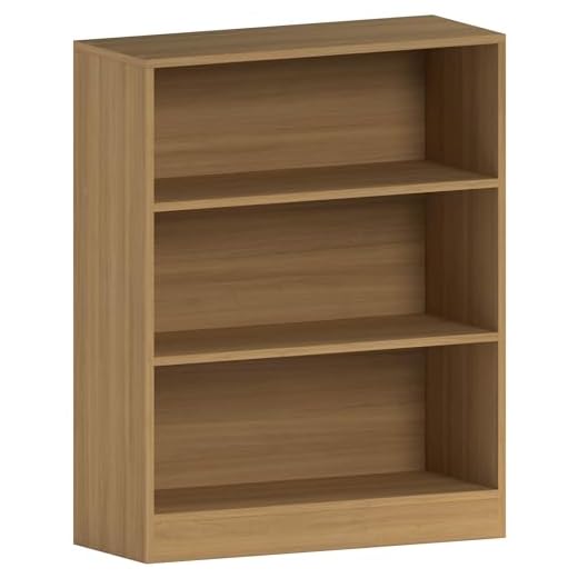 Vida Designs Cambridge 3 Tier Low Bookcase, Oak Wooden Shelving Display Storage Unit Office Living Room Furniture