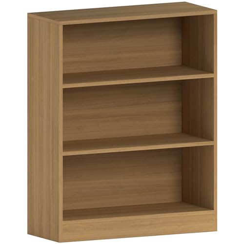 Vida Designs Cambridge Bibliothèque Basse à 3 étagère, Bois de chêne, Meuble pour Bureau, Salle de séjour et Chambre, 75 x 60 x 24 cm