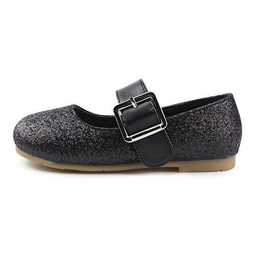 Little Girl's Adorable Buckle Ballerina Flat,Black,Toddler,8M2