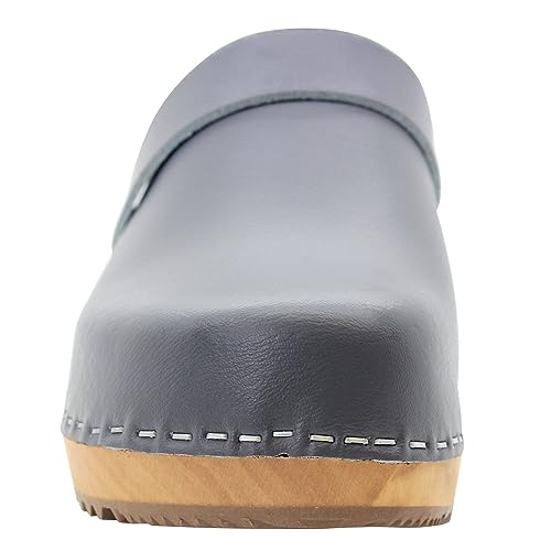 Image of Bjork Maja Wood Open Back Leather Clogs