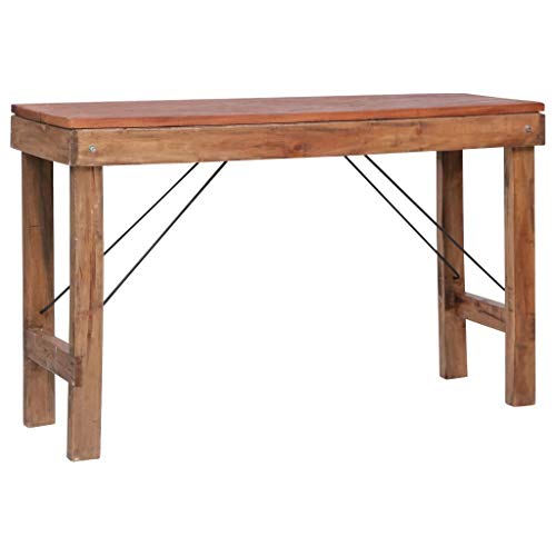 Tidyard Mesa Consola,Mesas auxiliares de salón Plegable de Madera Maciza reciclada 130x40x80 cm
