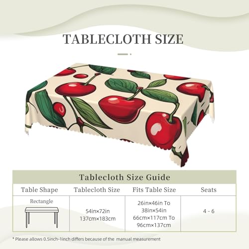 Nappe de table imperméable lavable 137x182 cm motif cerises rouge - 7