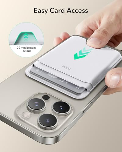 Image of ESR for MagSafe Wallet, 5 Card Holder with RFID Blocking, MagSafe Sticker Included, Slim Magnetic Wallet for iPhone 17e /17 /16 /15 /14 /13 /12 Series and Selected Samsung Devices, Not for 13 /12 Mini, White