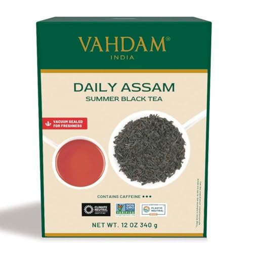 VAHDAM, Thé Noir Assam 340g (+200 tasses) Fort, Ruche Et Malté | Thé En Vrac D'Origine Unique Pur Et non Mélangé | The Noir Vrac