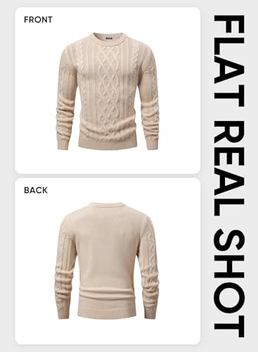 JMIERR Men's Cable Knit Pullover Sweater Casual Crewneck Long Sleeve Fisherman Knitted Sweaters4