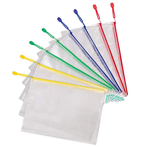 Busta in PVC con chiusura a cerniera, utile come portafoglio/portadocumenti in ufficio/negozio/scuola, 6 pezzi, colore: Nero B4