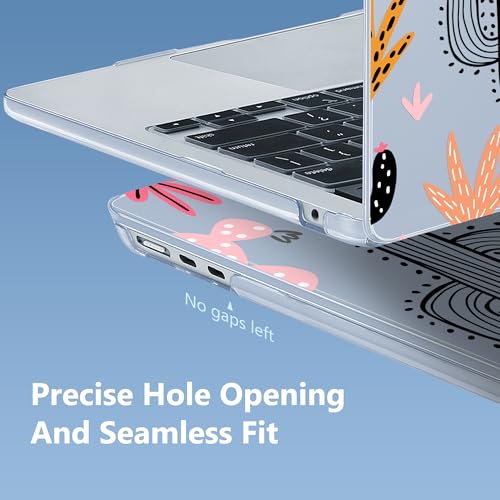 Image of Mektron Case for 2026 MacBook Air 13-inch M5 Laptop A3449 with 13.6-inch Liquid Retina Display, 2025 2024 2022 M4 /M3 /M2 MacBook Air 13 inch Hard Shell Cover, Model A3240 A3113 A2681, Colorful Cacti-Blue