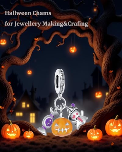 KEQ Halloween Charms for Pandora Bracelets 925 Sterling Silver Charms DIY Necklaces Party Halloween Gifts3