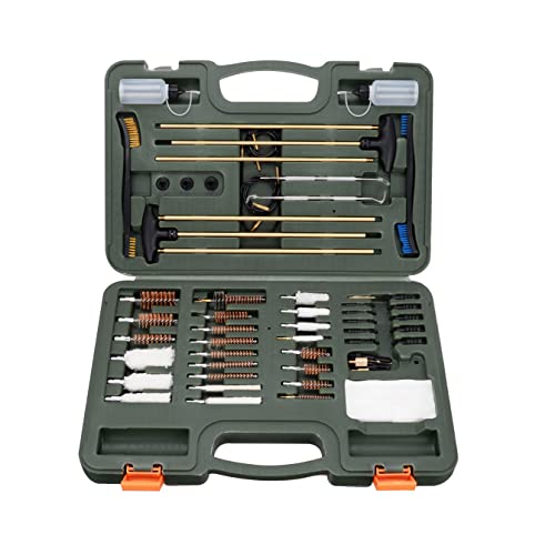 BOOSTEADY Kit de Limpieza de Armas Caza Accesorios Kit de Limpieza de Armas con Maletín para Carabina Pistolas Rifles Escopetas .22 .243 .270 .30 20GA 12GA .357 .40 .45...