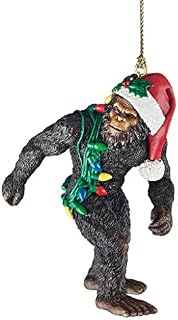 Design Toscano DB383084 Bigfoot, the Christmas yeti with Sabta's hat Funny Christmas tree decoration, polyresin, full color, 7.5 cm