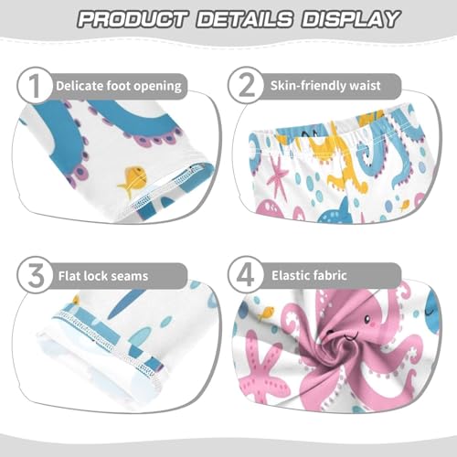 Bolaz Toddler Girls Leggings Printed Yoga Pants Leggings Blue Pink Octopus for Kids3