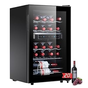 Kalamera Weinkühlschrank 2 Zonen, Touch-Bedienfeld,Schwarze Glastür, Verdeckter Griff, Flaschenkühlschrank 20 Flaschen, 68Liter, 5-18°C Kühlzone, KRC-68BFG