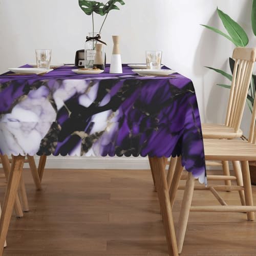 Nappe rectangulaire imprimé marbre violet en tissu résistant et durable - 4