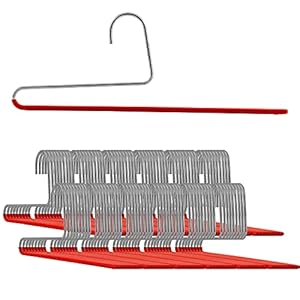Mawa by Reston Lloyd Non-Slip Space Saving Clothes Hanger with Single Rod for Pants, Style KH35U, Red, Set of 160
