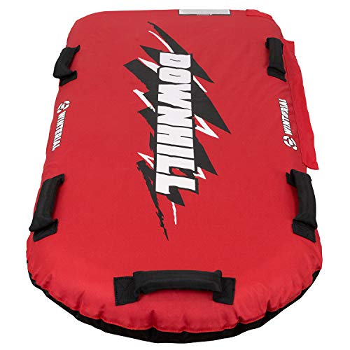 Winterial Downhill Inflatable Snow Sled - 1-2 Person Double Snow Sled with Durable Puncture Resistant Cover for Kids & Adults Sledding (Red)