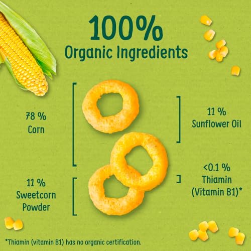 Organix Finger Foods Sweetcorn Rings, 20g