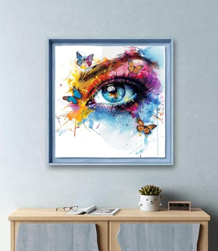 Image of Leczany Cross Stitch Patterns Stamped Kit for Beginners | Embroidery Supplies DIY Craft Kit Needlepoint for Adults Starter | 11CT, 3 Strands | Eyeside Butterfly 16.5x16.5 inches