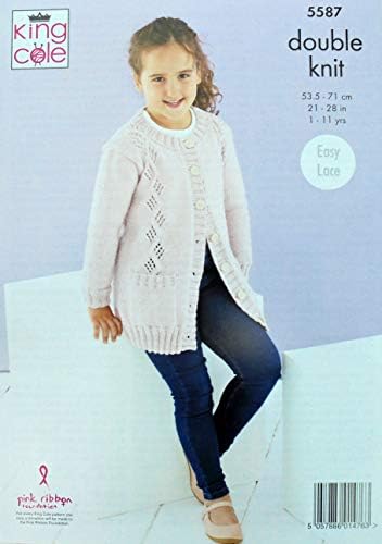 Girls Knitting Pattern Bobble Cardigan and Easy Lace Jacket in Cherished DK King Cole 5587