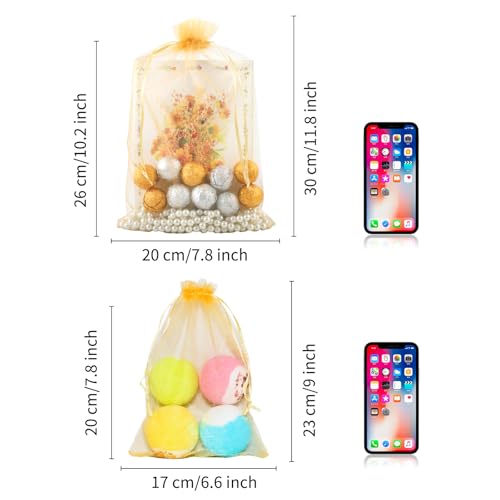 Image of Mstar Packing 100PCS Premium Sheer Organza Bags, Mix Color Wedding Favor Bags, 7.8x11.8 inch Reusable Large Mesh Bag Drawstring Jewelry Gift Bag for Party, Christmas, Makeup Organza, Wrapping Supplies
