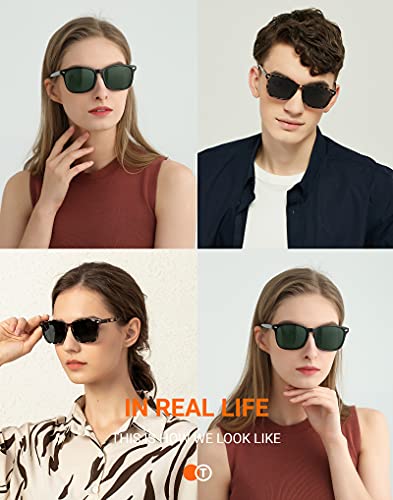 TIJN Polarized Sunglasses for Womens and Mens,Classic Square Frames Shades for UV Protection, Stylish and Trendy Sunnies2