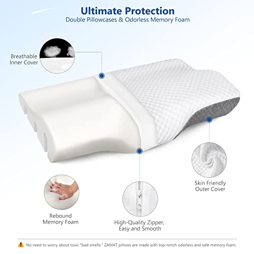 ZAMAT Contour Memory Foam Pillow For Neck Pain Relief