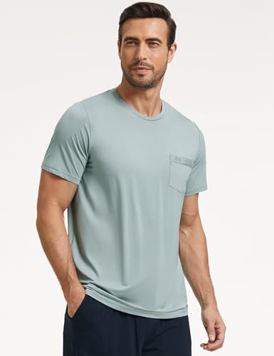 GYS Men's Short Sleeve Shirts Soft Bamboo-derived Viscose Casual Crew Neck Pajama Top3