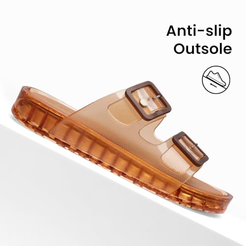 Dearuser Pool Slides for Women Non-Slip Beach Brown Sandals Size 9 — view 4