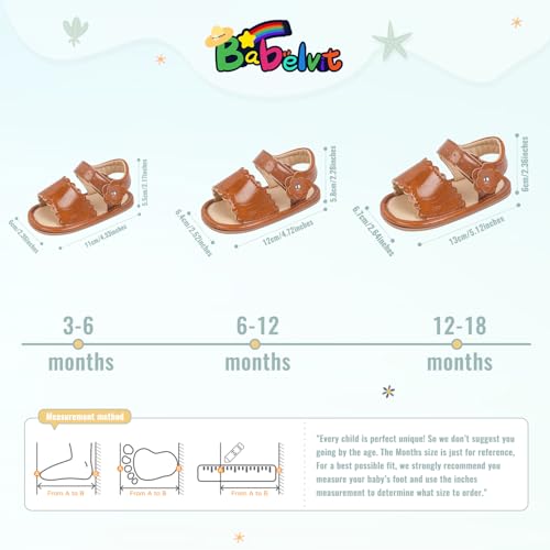 Image of Babelvit Infant Baby Girl Boy Sandals Comfort Premium Summer Outdoor Casual Beach Shoes with Flower Bowknot Anti Slip Rubber Sole Newborn Toddler Prewalker First Walking Shoes