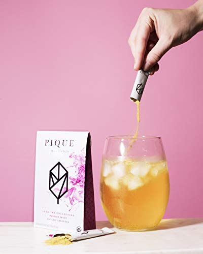 Pique Organic Passion Fruit Green Tea Crystals - Immune Support, Gut Health, Fasting - 14 Single Serve Sticks (Pack of 1)