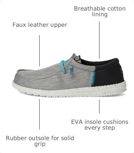 Image of HEYDUDE Mens Wally Funk Zigzag Mesh Moon Grey /Black 7 M