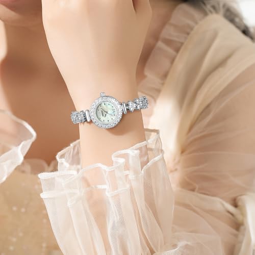 Image of NIBOSI Women's Watch Analog Quartz Diamond Dial Wrist Watch for Ladies Luxury Silver Strap Dress Girl Jewelry Bracelet