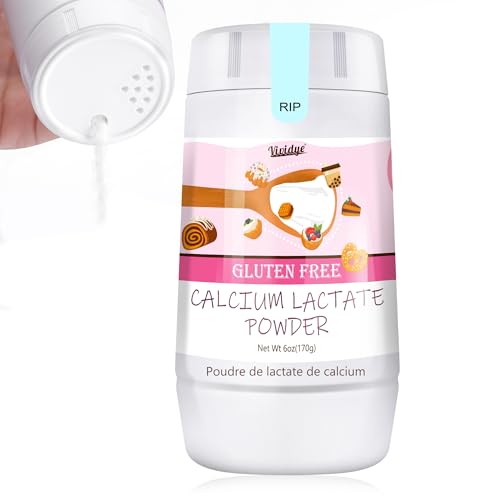 6oz Calcium Lactate Powder 100% Pure Food Grade Calcium Lactate Non-GMO Neutralizes Food Acidity Keeps Food Fresh Ideal for Dairy Breads Pastries and Ice Cream Caviar Spheres Making