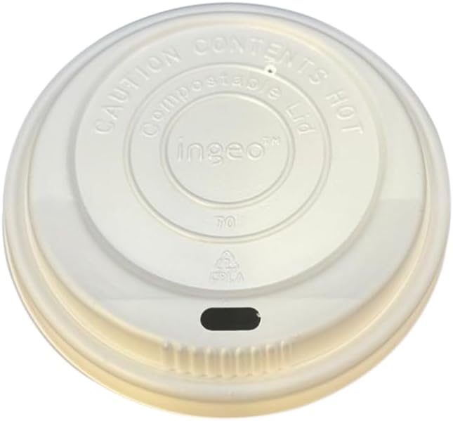 BioGreenChoice CPLA Vented Lids for 10-20 oz Hot Cups White – 1000 Count Compostable Plant-Based Leak-Resistant Coffee Lids for Cafes, Takeout & Catering