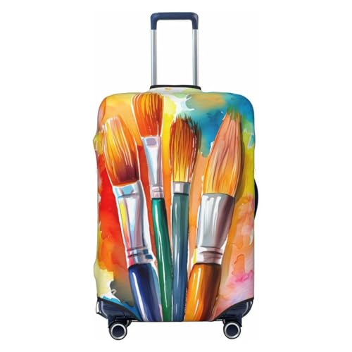 Four Oil Painting Brushes Elastic Travel Luggage Covers Dustproof Scratch-Resistant Suitcase Protector Fit 22-24 Inch