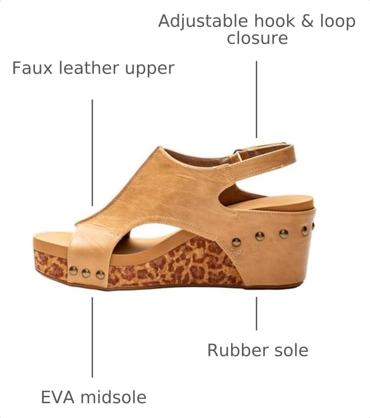 Image of Corkys Footwear Womens Carley Wedges, Featuring Corkys EVA Foam Cushioned Insoles, A 2.5 Inch Heel, Lightweight For All Day Wear, And Hook And Loop Closure